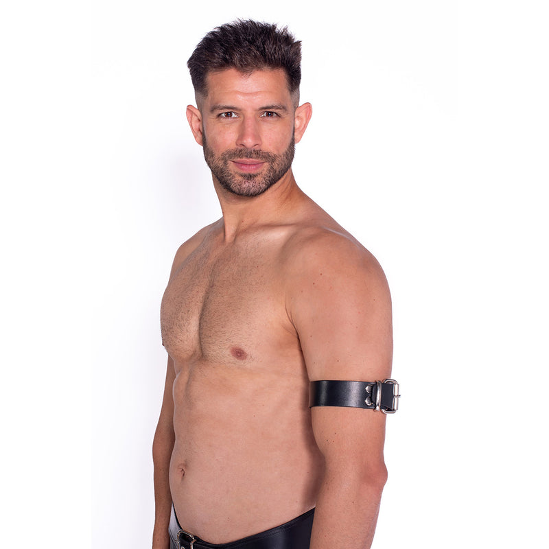 Load image into Gallery viewer, Prowler RED Leather Buckle Bicep Band Black Large
