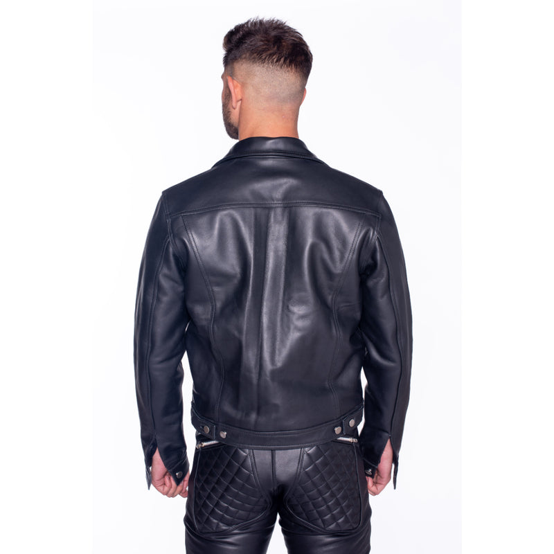 Load image into Gallery viewer, Prowler RED Leather Trucker Jacket Black
