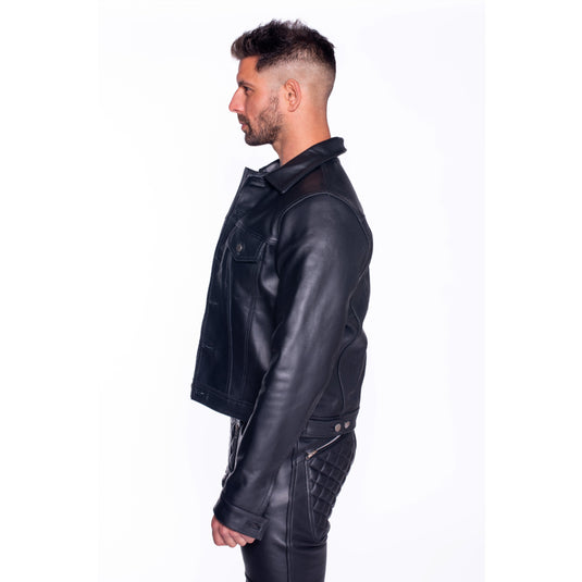 Prowler RED Leather Trucker Jacket Black
