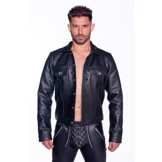 Prowler RED Leather Trucker Jacket Black