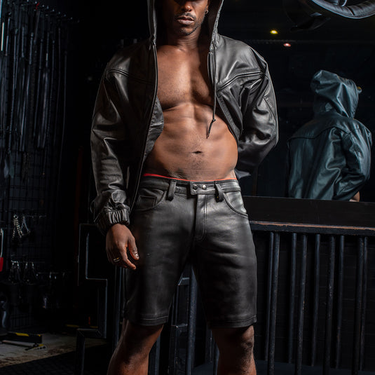 Prowler RED Leather Black Stripe Shorts Black