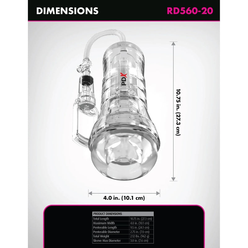 Load image into Gallery viewer, PDX Elite ViewTube Vac XXL See Thru Pump Stroker Clear
