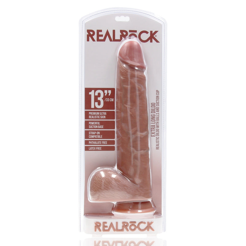 Load image into Gallery viewer, RealRock Extra Long Dildo With Balls Tan 13 Inch
