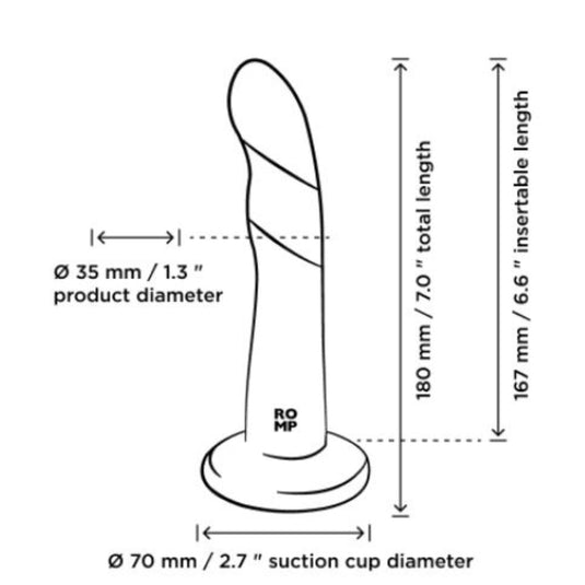 ROMP Dizi Non Realistic Silicone Dildo Orange Pink 7 Inch