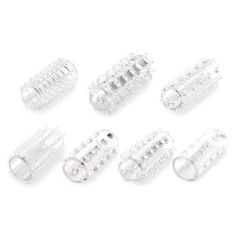 Load image into Gallery viewer, Me You Us Sensational Seven Textured Masturbation Sleeves Clear
