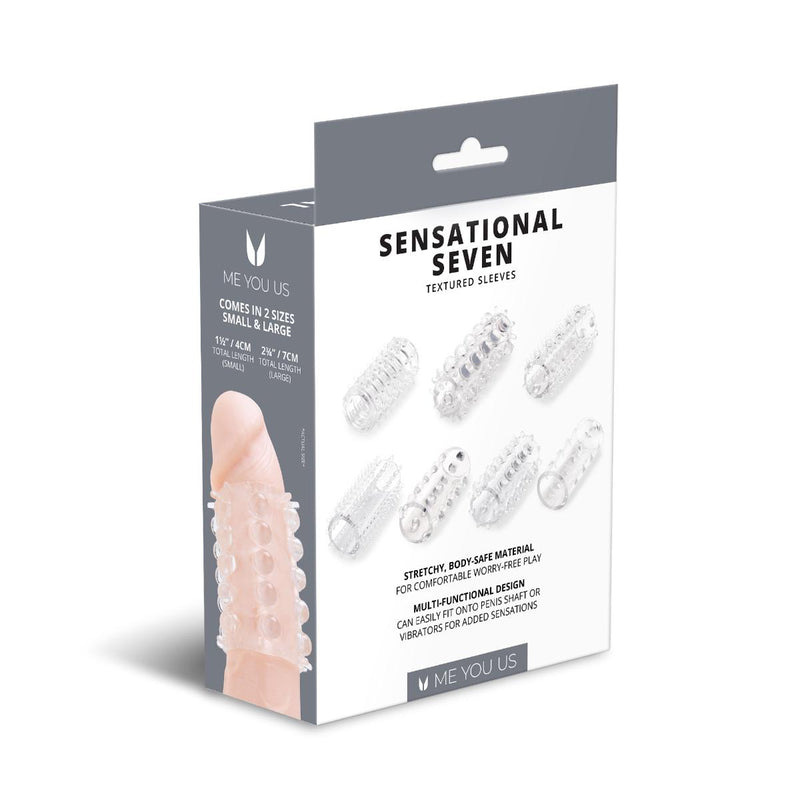 Load image into Gallery viewer, Me You Us Sensational Seven Textured Masturbation Sleeves Clear
