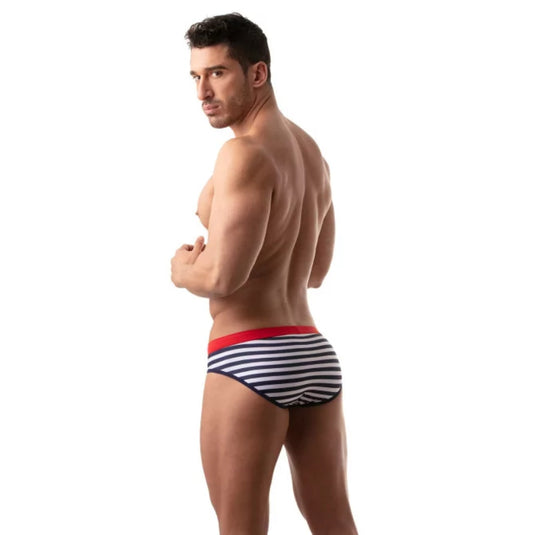 TOF Paris Iconic Sailor Stripe Swim Brief Navy Blue