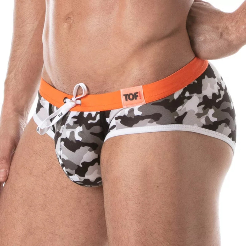 Load image into Gallery viewer, TOF Paris Iconic Swim Brief Camo Grey
