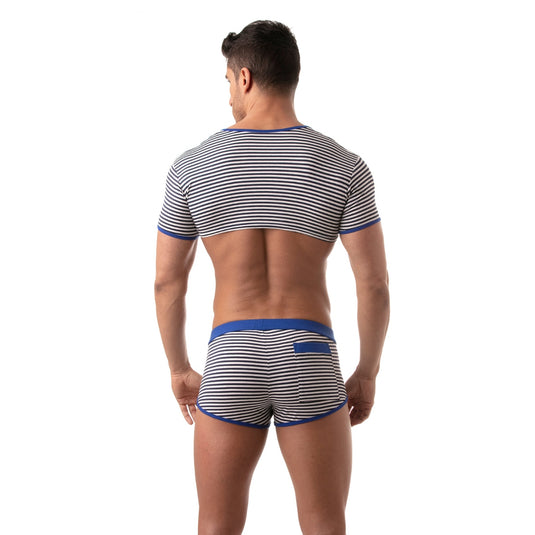 TOF Paris Sailor Stripe Crop Top Blue