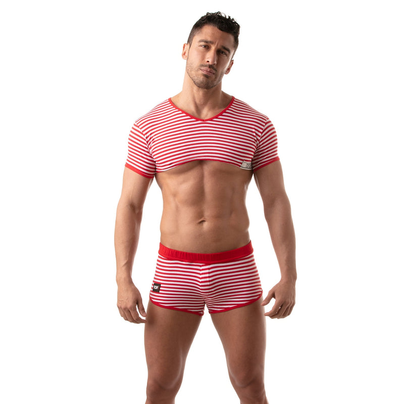 Load image into Gallery viewer, TOF Paris Sailor Stripe Crop Top Red
