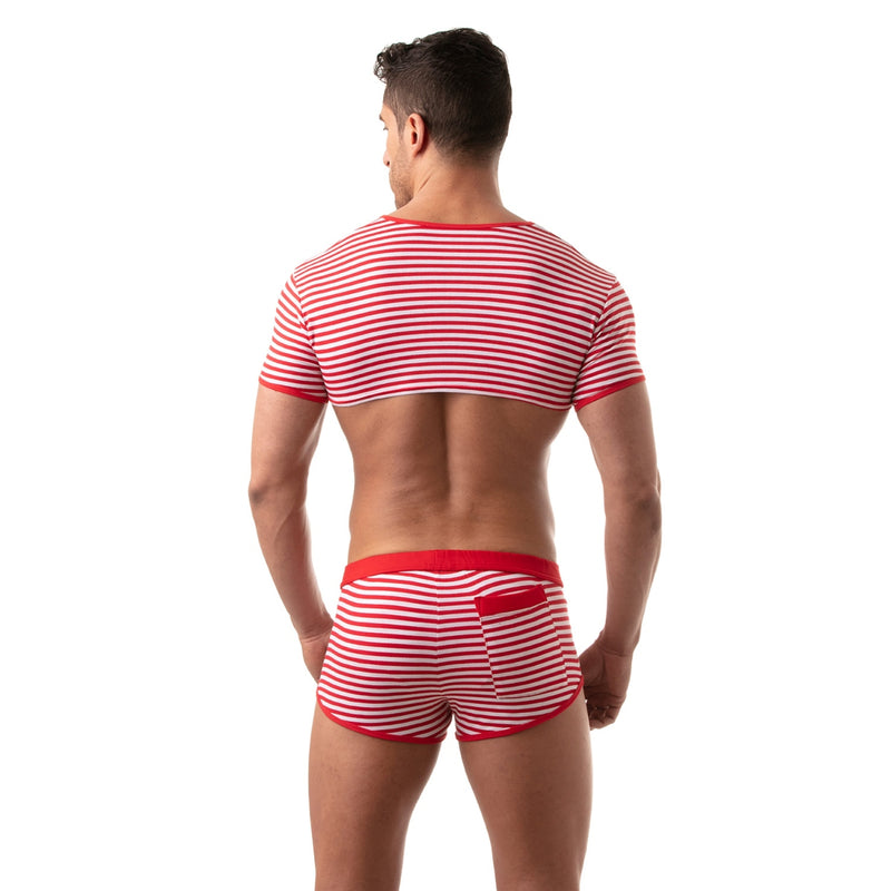 Load image into Gallery viewer, TOF Paris Sailor Stripe Crop Top Red
