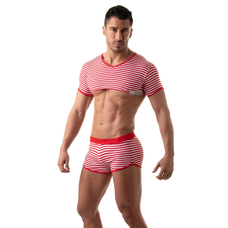 Load image into Gallery viewer, TOF Paris Sailor Stripe Crop Top Red

