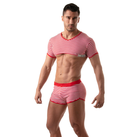 TOF Paris Sailor Stripe Crop Top Red