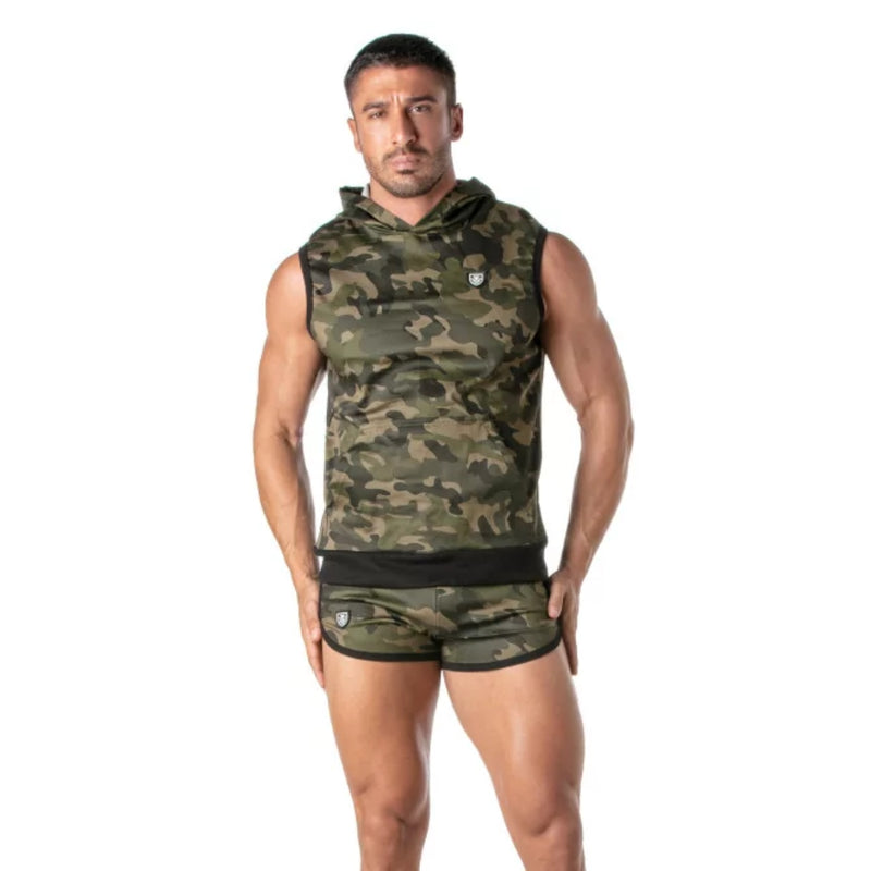 Load image into Gallery viewer, TOF Paris Army Sleeveless Hoodie Khaki
