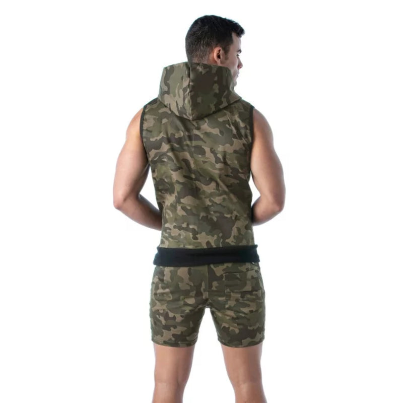 Load image into Gallery viewer, TOF Paris Army Sleeveless Hoodie Khaki
