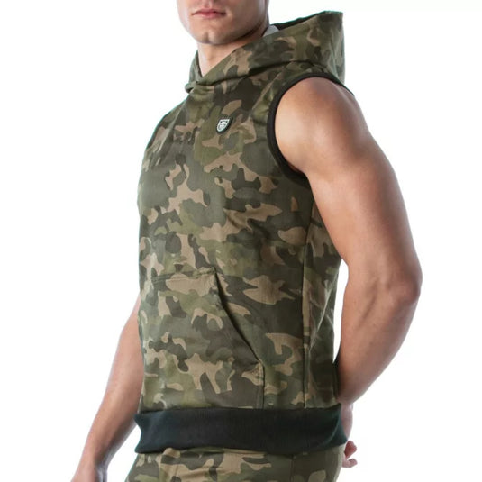 TOF Paris Army Sleeveless Hoodie Khaki
