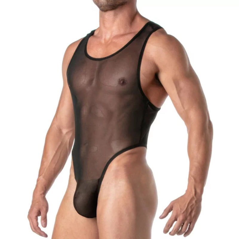 Load image into Gallery viewer, TOF Paris Mesh Body Thong Black
