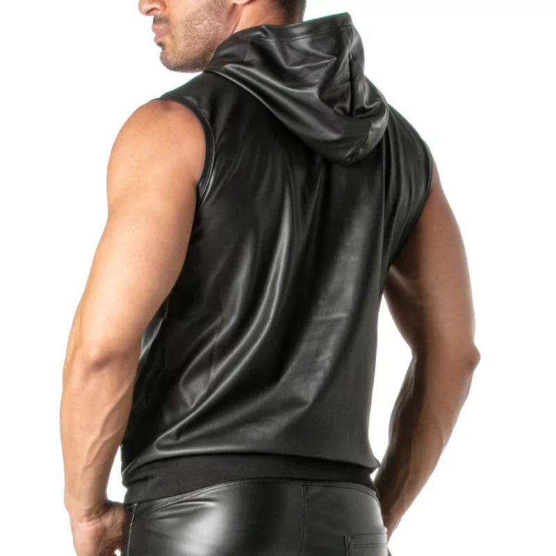 Load image into Gallery viewer, TOF Paris Kinky Zipped Pocket Sleeveless Hoodie Black
