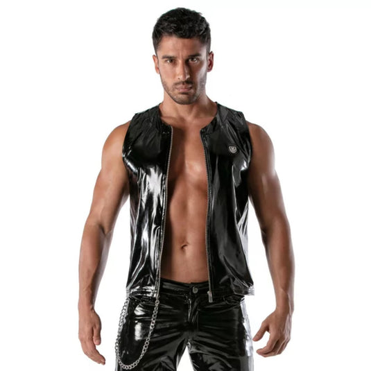 TOF Paris Vinyl Zip Tank Top Black