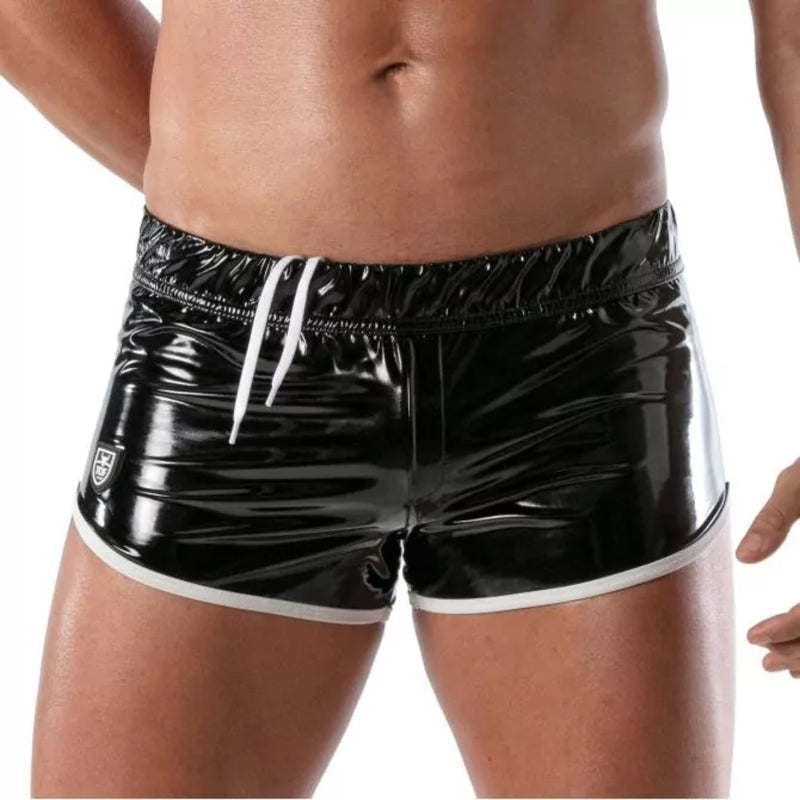 Load image into Gallery viewer, TOF Paris Vinyl Fetish Shorts Black White
