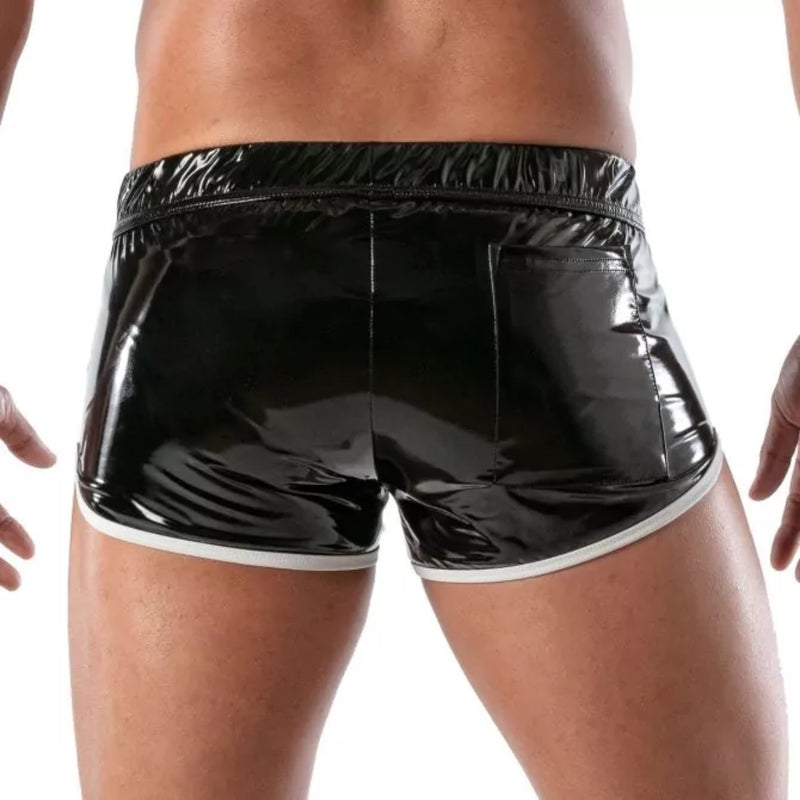 Load image into Gallery viewer, TOF Paris Vinyl Fetish Shorts Black White
