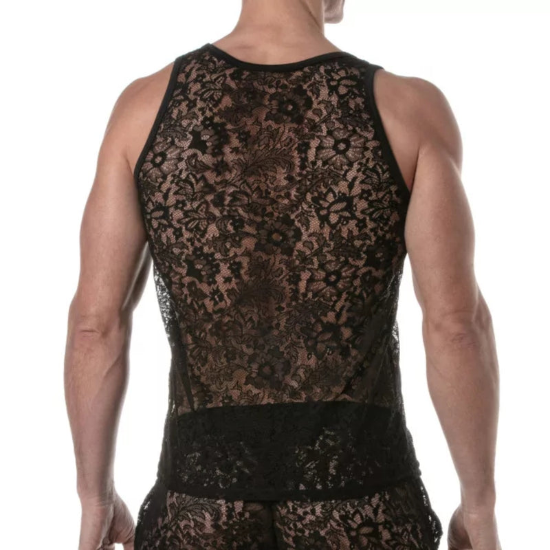 Load image into Gallery viewer, TOF Paris Lace Tank Top Black
