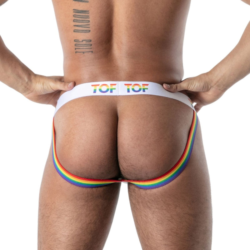 Load image into Gallery viewer, TOF Paris Joyful Pride Jock Strap White
