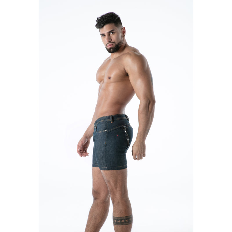 Load image into Gallery viewer, TOF Paris Raw Denim Backless Shorts Blue

