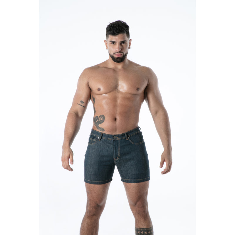 Load image into Gallery viewer, TOF Paris Raw Denim Backless Shorts Blue
