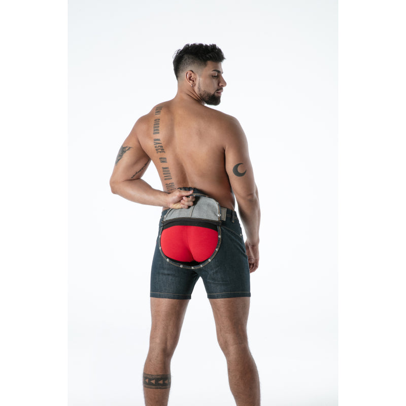 Load image into Gallery viewer, TOF Paris Raw Denim Backless Shorts Blue
