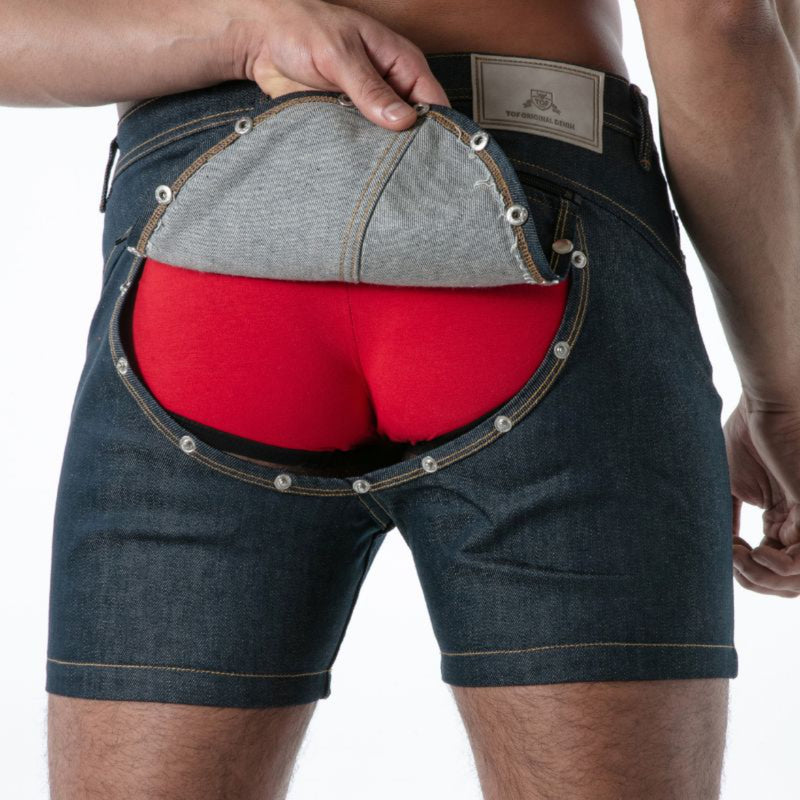 Load image into Gallery viewer, TOF Paris Raw Denim Backless Shorts Blue
