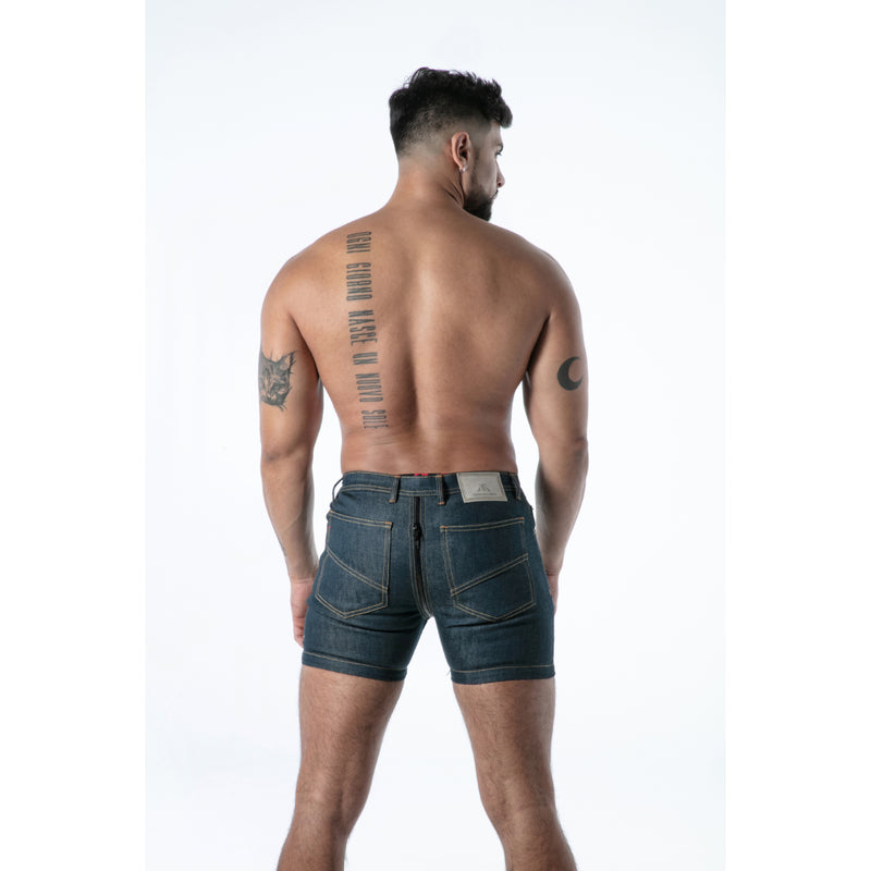 Load image into Gallery viewer, TOF Paris Raw Denim Full-Zip Shorts Blue

