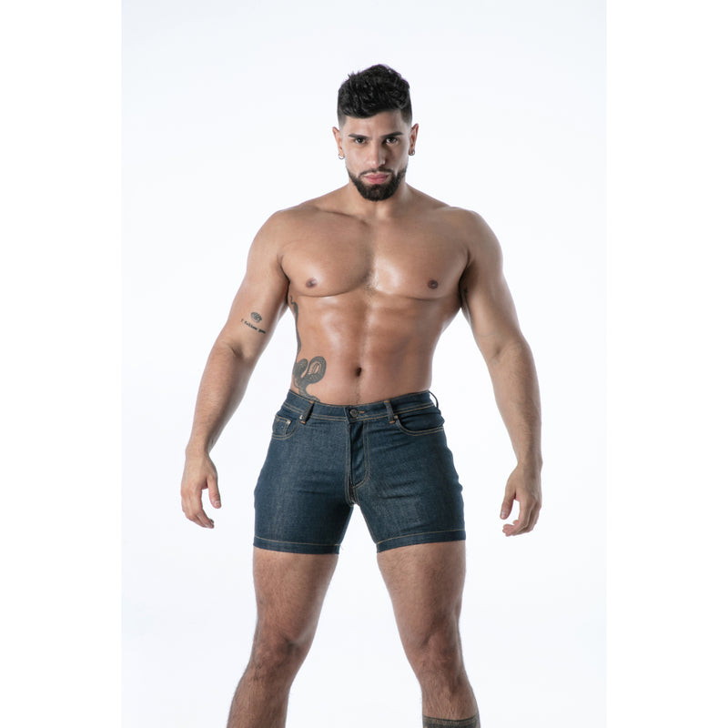 Load image into Gallery viewer, TOF Paris Raw Denim Full-Zip Shorts Blue
