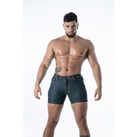 TOF Paris Raw Denim Full-Zip Shorts Blue