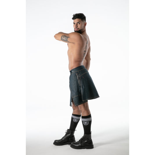 TOF Paris Raw Denim Zip Kilt Blue
