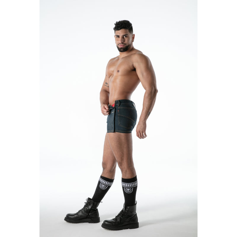 Load image into Gallery viewer, TOF Paris Raw Denim Tear-Away Shorts Blue
