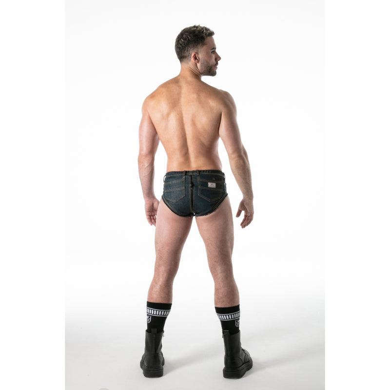 Load image into Gallery viewer, TOF Paris Raw Denim Full-Zip Brief Blue
