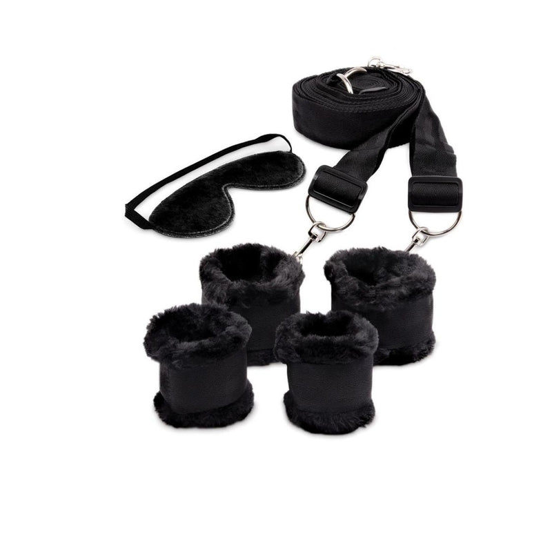 Load image into Gallery viewer, Whipsmart Fuzzy Collection Fuzzy Bedroom Bondage Kit Black
