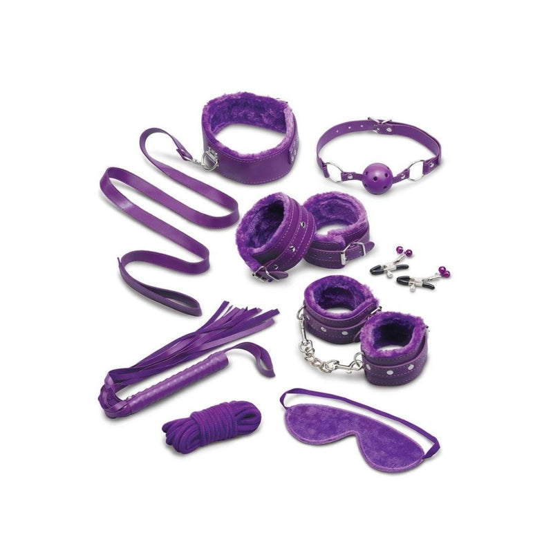 Load image into Gallery viewer, Whipsmart Fuzzy Collection 12 Piece Everything You Need Bondage Kit Purple
