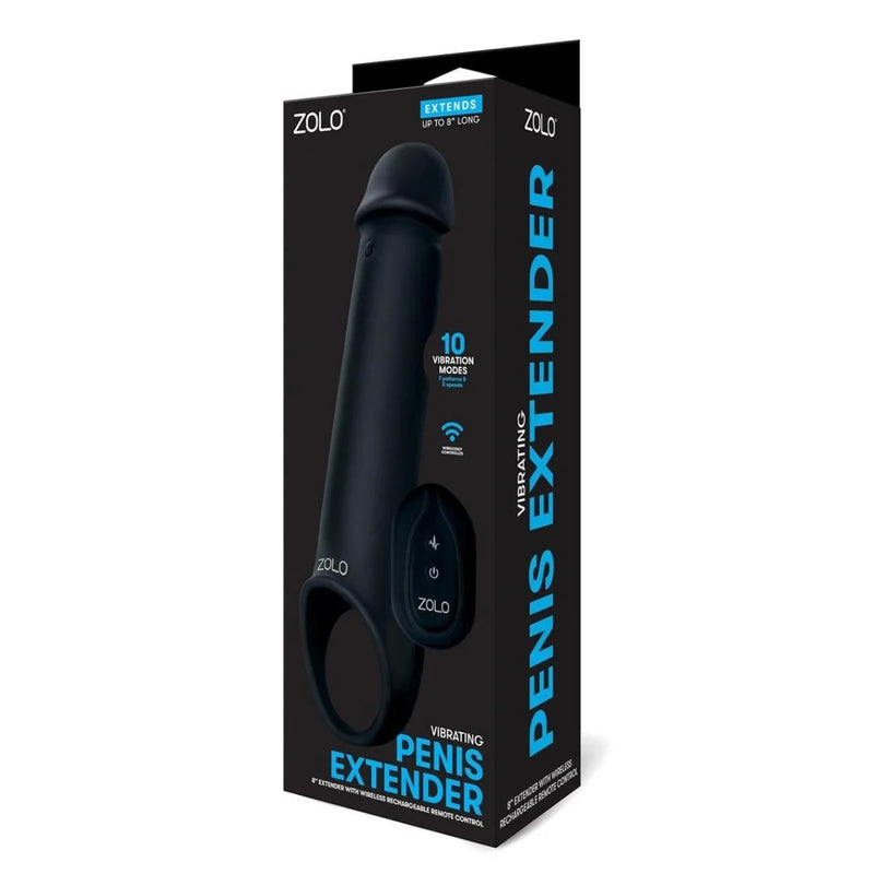 Load image into Gallery viewer, Zolo Vibrating Remote Control Penis Extender Black 8 Inch
