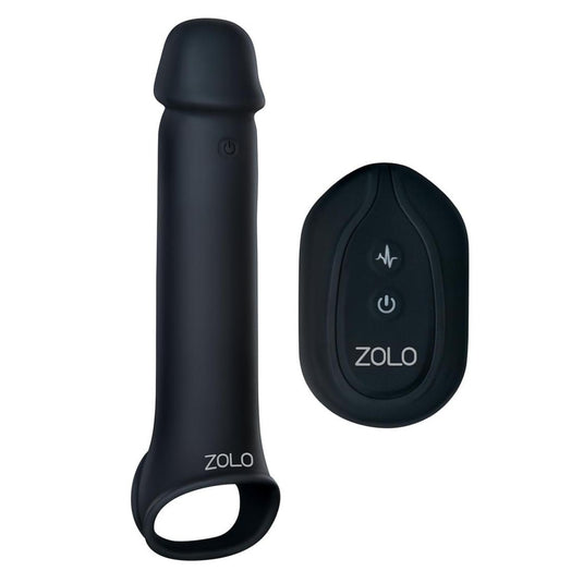 Zolo Vibrating Remote Control Penis Extender Black 8 Inch