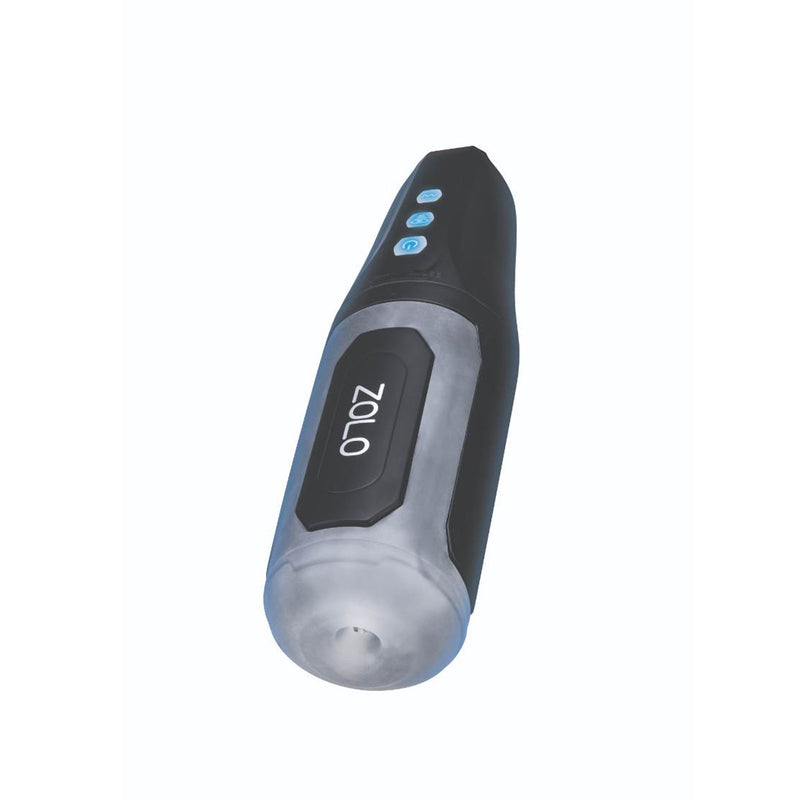 Load image into Gallery viewer, Zolo Suck &amp; Squeeze One Touch Vibrating Blowjob Masturbator Black Clear
