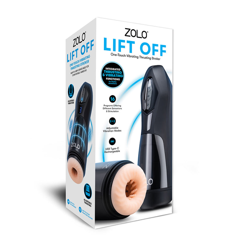 Load image into Gallery viewer, Zolo Lift Off One Touch Vibrating Thrusting Stroker Black Pink
