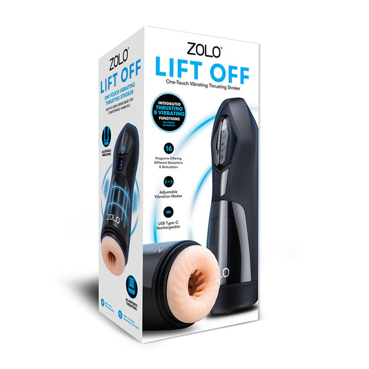 Zolo Lift Off One Touch Vibrating Thrusting Stroker Black Pink