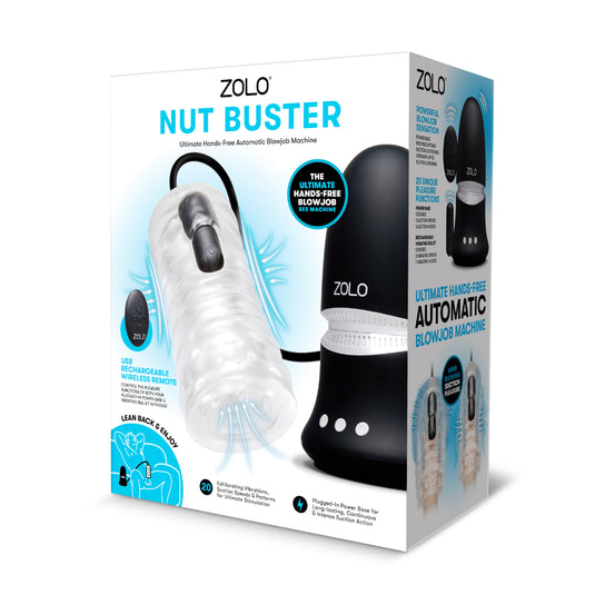 Zolo Nut Buster Hands-Free Automatic Blowjob Machine With Remote Black