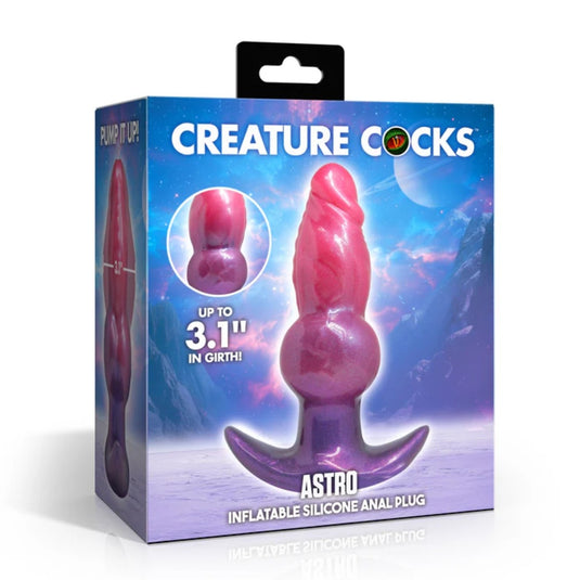 Creature Cocks Astro Inflatable Silicone Anal Plug Pink Purple