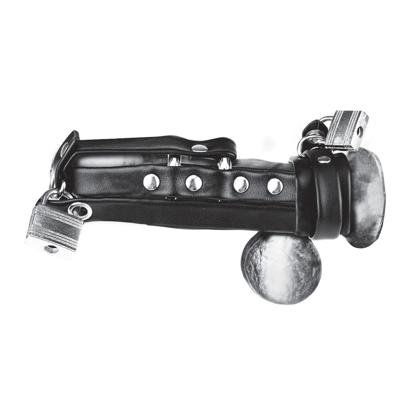 Load image into Gallery viewer, Blue Line Gimp Cock Locking Chastity Sheath With Double Metal Cock Ring Black
