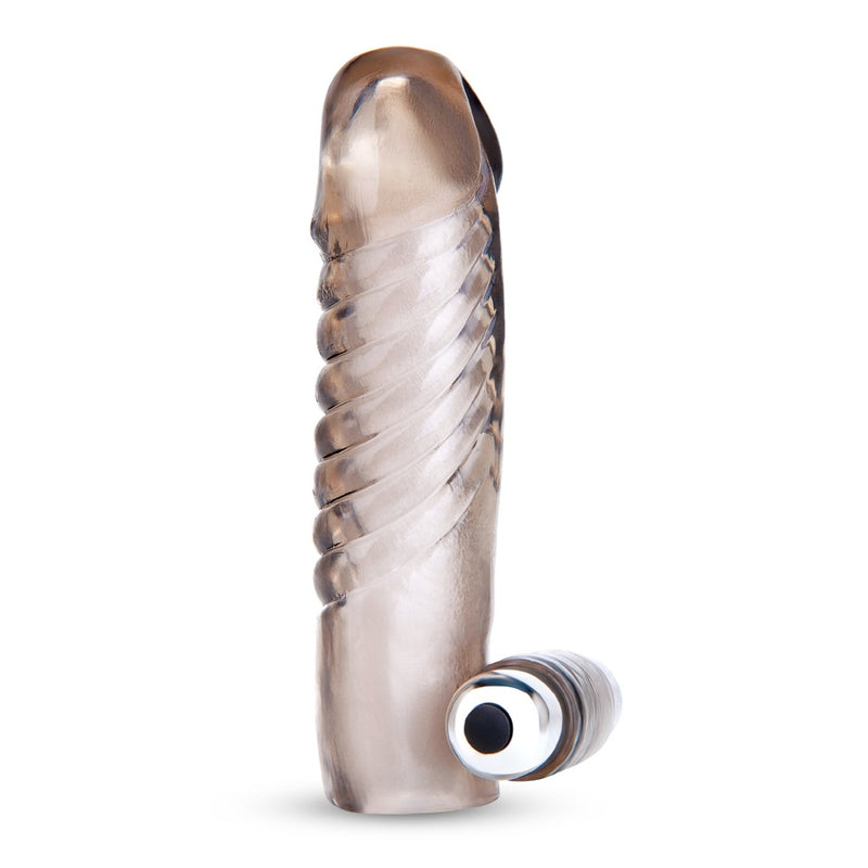 Load image into Gallery viewer, Blue Line Vibrating Penis Enhancing Sleeve Extension Smoke 5.25 Inch
