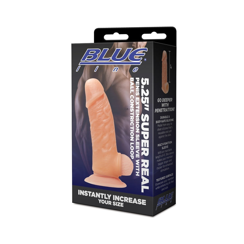 Load image into Gallery viewer, Blue Line Super Real Penis Extension Sleeve With Ball Constriction Loop Pink 5.25 Inch
