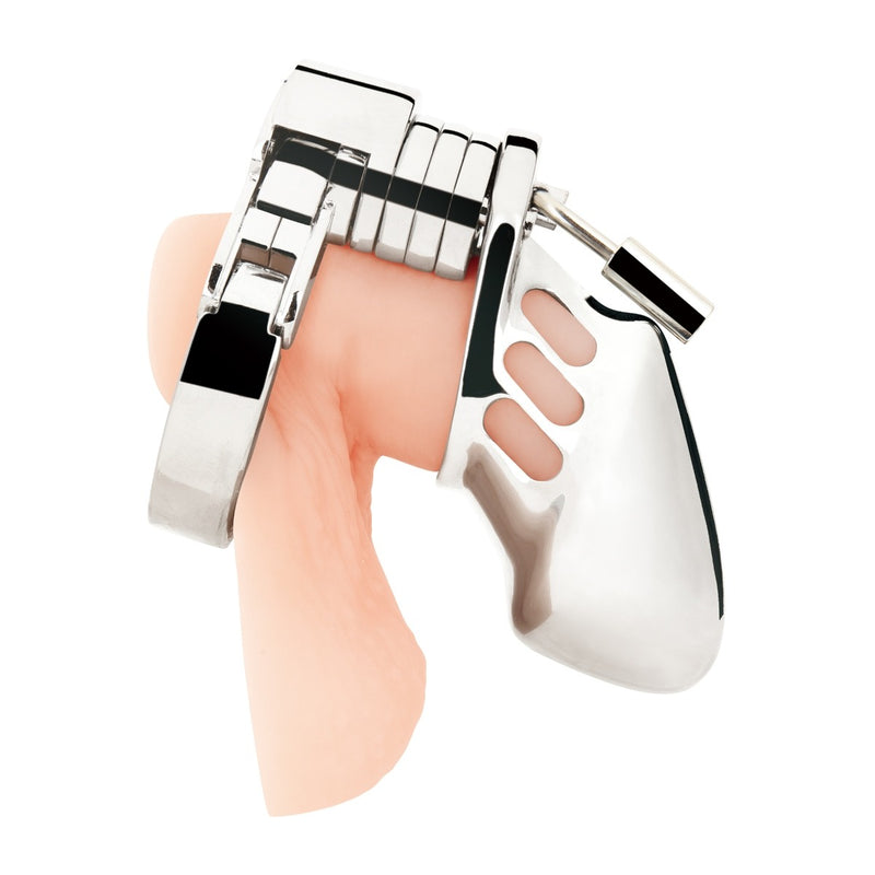 Load image into Gallery viewer, Blue Line Cock Humiliation Chastity Cage Silver Small 2.75 Inch
